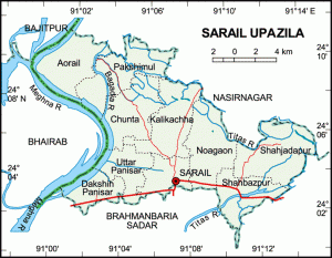 Map of Sarail Upazila - Brahmanbaria District